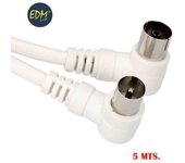Edm Prolongación TV Acodada 9,5mm 5m Envasada Blanca - Alta Calidad