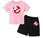 Summer children's T-shirt+shorts set, Ghostbusters Squad children aged 2-12, casual printed short sleeved movie costume set for