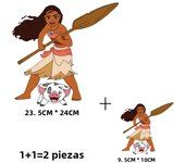 2PCS Disney Moana Princess Cartoon Hot Stamping Hot Melt Adhesive Transfer Paste Clothing Sticker DIY T-shirt Hot Stamping Patch
