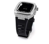 Diamond Case for Apple Watch Band 9 8 7 45mm 6 5 SE 44mm Stainless Steel Case Modification Kit Rubber Strap for IWatch 45mm 44mm