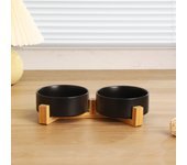 Ceramic Pet Bowl Dish With Wood Stand No Spill Pet Ceramic Double Bowl For Dog Cat Food Water Feeder Cats Small Dogs Pet bowl