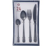 Mr.Spoon Juego 24 Piezas Cubiertos, Acero Inoxidable 18/0, Color Negro Mate, Alta acabado, Diseño moderno, Incluye cuchillo,tenedor,cuchara,cucharilla, Cubertería, Apto para lavavajillas. Ideas de regalo， Incluye bolsa de regalo.90015