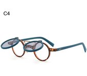 Popular Vintage Steampunk Flip Up Sunglasses Retro Rivets Small Round Sun Glasses Double-layer Flip Lens Punk Eyeglasses UV400