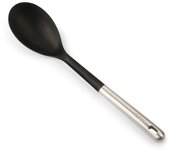 ARCOS Cuchara de Servir de 330 mm para servir todo tipo de alimentos. Mango y Cuerpo de Acero Inoxidable. Resiste 240º.  Apto para lavavajillas. Color Negro y gris