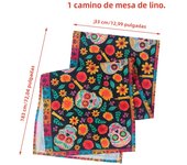 Mexican Day of The Dead Linen Table Runners Mexico Dia De Los Muertos Sugar Skull Table Runner for Home Party Dining Table Decor