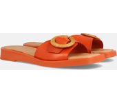 MARILA SHOES SANDALIA PLANA TIPO ZUECO PARA MUJER EN PIEL AYELEN NARANJA