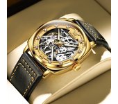 OLEVS 6651 Top Brand Men Watches Fashion Dress Automatic Mechanical Wristwatch Wateproof Luminous Hollow Flywheel Watch for man