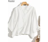 ZANZEA Summer Fashion Lapel Neck Shirt Female Casual Loose Blusas Women Elegant 3/4 Sleeve Blouse Work Buttons Down Tops Tunic
