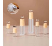 1/2/3/5/10ML Cosmetic Container Roll On Glass Bottles For Essential Oil Empty Perfume Bottle Refillable Container With Wood Lid