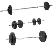 vidaXL Juego de barras y mancuernas con discos en peso 60 kg/30 kg