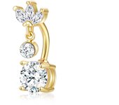 1pc Luxurious Fashion Double-ended Leaf Zircon Navel Ring for Women Close-fitting Piercing Body Jewelry
