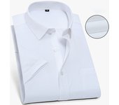 Mens Business Casual Short Sleeve Shirt Classic Plaid Striped Checked Male Social Dress Shirts Purple Blue 5XL Plus Large Size