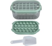 Juego de bandejas para hielo de gran capacidad, 54 rejillas, con tapa para congelador (beige, fondo blando)