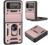 Armor Shockproof Case for Samsung Z Flip 4 Magnetic Car Ring Holder Stand Back Case Slide Lens Cover for Galaxy Z Flip 3 4 5G