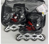 Patines infantiles en línea Ryder , Negro y rojo. Talla 31-34 (7148). Patines de aprendizaje. Tallas ajustables. Tobillera acolchada. De acuerdo a la normativa CE. +5 años