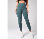 Pantalones de Yoga esmerilados lavados, mallas deportivas ajustadas de cintura alta con patrón de melocotón, calzas huecas y transpirables