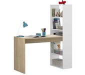 MOBELCENTER- Mesa escritorio con estantería Duplo Roble Canadian-Blanco artik