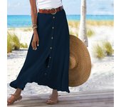 Women'S Half Skirt Midi Skirts For Women Bohemian Skirt High Waist Party Beach Button Skirt Women'S Loose Cotton And Linen Skirt