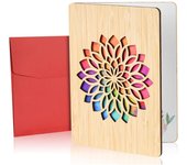 Tarjetas de felicitación de madera, regalos de madera para el aniversario de bodas de San Valentín para esposa, esposo, novia, novio, él o ella (girasoles)