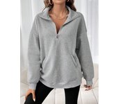Women Spring Basic Hoodie Outdoor Fashion Half Zipper Pullovers Autumn Solid Casual Pocket Long Sleeve Sweatshirt Black Tops
