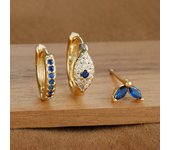3pcs Stainless Steel Blue Zircon Evil Eye Hoop Earrings Set For Women 18K Gold Plated Cartilage Piercing Earring Fashion Jewelry