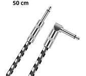 24AWG Noise-reduction Black White Electric Guitar Audio Cable 6.35mm Jack 30-50cm Length Optional