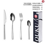 Mr.Spoon Serie Esencia Juego de 24 o 48 piezas cubiertos,Acero Inox 18/0,Económico y funcional,Incluye cuchillo de carne o mesa,tenedor,cuchara,cucharilla,Mango monobloque,Apto para lavavajillas,Empaque ecológico,Ideal para casa,hotel,restaurante,90302