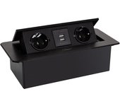 Ledkia Base Múltiple Empotrable 2 Enchufes Tipo F + 2xUSB Negro