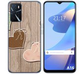 Funda Silicona para Oppo A16 / A16s diseño Corazones Madera Dibujos