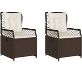 vidaXL Sillones reclinables de jardín 2 uds ratán sintético marrón