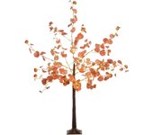 HOMCOM Árbol de Eucalipto Otoñal Artificial Lámpara de Árbol y Base Decoración Navidad para Interiores y Exteriores Naranja