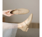 Woman Spring Casual Square Toe Low Soft Soled Lolita Flats Ballerina Red Female Elegant French Retro Buckle Mary Janes