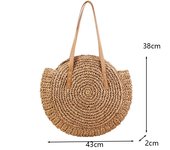 Round Straw Beach Bag Vintage Handmade Woven Shoulder Bag Raffia circle Rattan bags Bohemian Summer Vacation Casual Bags