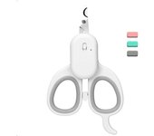 Cortaúñas para gatos, cortaúñas profesional multifunción para cachorros y animales pequeños, tijeras de acero inoxidable, equipadas con luz LED de alto brillo y luz ultravioleta (gris) -