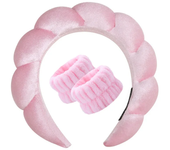 Vintage Velvet Cloud Hair Hoop for Women Girls Sponge Headband Wash Face Wristband Set Spa Bathroom Accessories