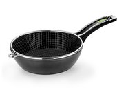 Monix Green - Sartén Honda 24 y 28 cm con Cestillo, Antiadherentes, Aluminio Forjado, Todo Tipo de Cocinas, Gas y Vitro, Mango de Baquelita