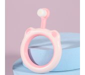 Cepillo de dientes infantil de una sola pieza con mango circular y protección de encías para niños de 1 a 3 años, color macarrón