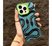 Luxury Black Snake Anti-drop Armour Phone Case For iPhone 15 14 13 12 11 Pro Max XS X XR 7 8 Plus 15 Lens Protect Plating Cover