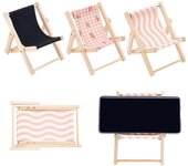 3pcs Cell Phone Holder Wood Canvas Beach Deck Chair Foldable Cell Phone Holder 3 Styles Mini Folding Chair Cell Phone Stand