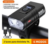 BK02 Bike Light USB Rechargeable T6 LED Bicycle Lights 6 Modes MTB Flashlight Bicycle Headlight for Cycling Bicycle Front Lamp