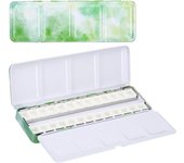 Empty Watercolor Palette, Metal Watercolor Tin with 26pcs Half Pans Paint Case with Lid Paint Box for Travel Gouache Oil Paintin