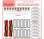 Compatible for Xiaomi Dreame D10 Plus RLS3D, Z10 Pro, L10 Plus Robot Vacuum Replacement Part Brush Hepa Filter Mop Pad Dust Bag