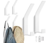 6 Piezas Percheros, Colgador Cocina Moderno, Percha de Diseño de Tornillo Invisible, Perchero de Cocina para Dormitorio Entrada Baño, Blanco