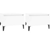 vidaXL Mesas auxiliares 2 uds madera contrachapada 50x46x35 cm Blanco, Negro, Blanco brillante Mesa de sofá Mesa de Entrada para Salón Consola de Entrada Mueble Recibidor Mesita Mesa auxiliar Salon