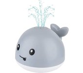 2024 Juguete de baño para bebé, Ballena con Fuente, juguete acuático a partir de 1 año, aspersor de ballena, juguete de baño con luz LED Multicolor, Inducción automática, spray de agua, bañera, piscina, juguete para niños pequeños, Recargable, Gris