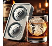 Molde de hielo de béisbol, molde de silicona para hacer bolas de hielo, bandeja de cubitos de hielo con forma de esfera 3D, molde redondo para cubitos de hielo de whisky, regalo novedoso de béisbol para hombres, fácil de llenar y desmoldar (2 bolas)