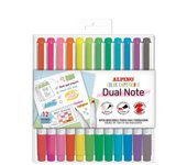 ALPINO 12 ROTULADORES DUAL NOTE PUNTA FINA Y PUNTA BISELADA SURT BOLIGRAFOS SOFT 1x13x14 Cms.