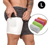Pantalones cortos hombre con forro interior + toalla para gym secado rápido del sudor pantalón con bolsillo para móvil y toalla de chándal microfibras para deporte gimnasio entrenamiento fitness crossfit tejido suave y ligero