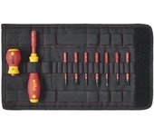 Wiha Juego de destornilladores y bits slimVario® ranurados, Phillips, Pozidriv, de 10 unid., incl. bolsa plegable (41232)