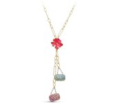 Inmaculada Romero Gargantilla Oro 18k Mujer Detalles Colgantes Flor Esmaltada Rosa Bolsos Azul Morado Elegante